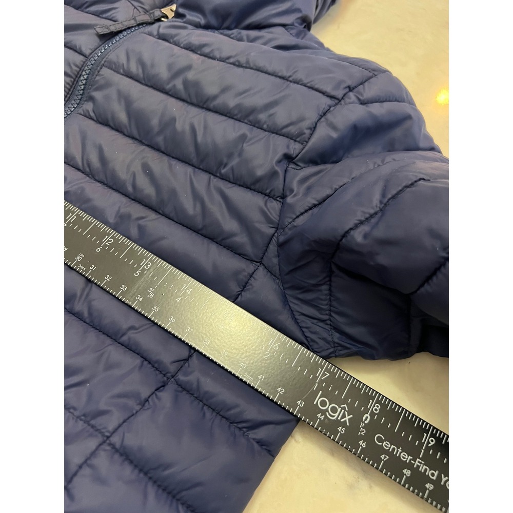 Lands End Kids Navy Blue Primaloft‎ Packable Puffer Jacket Hooded Large 10-12 - Picture 5 of 7